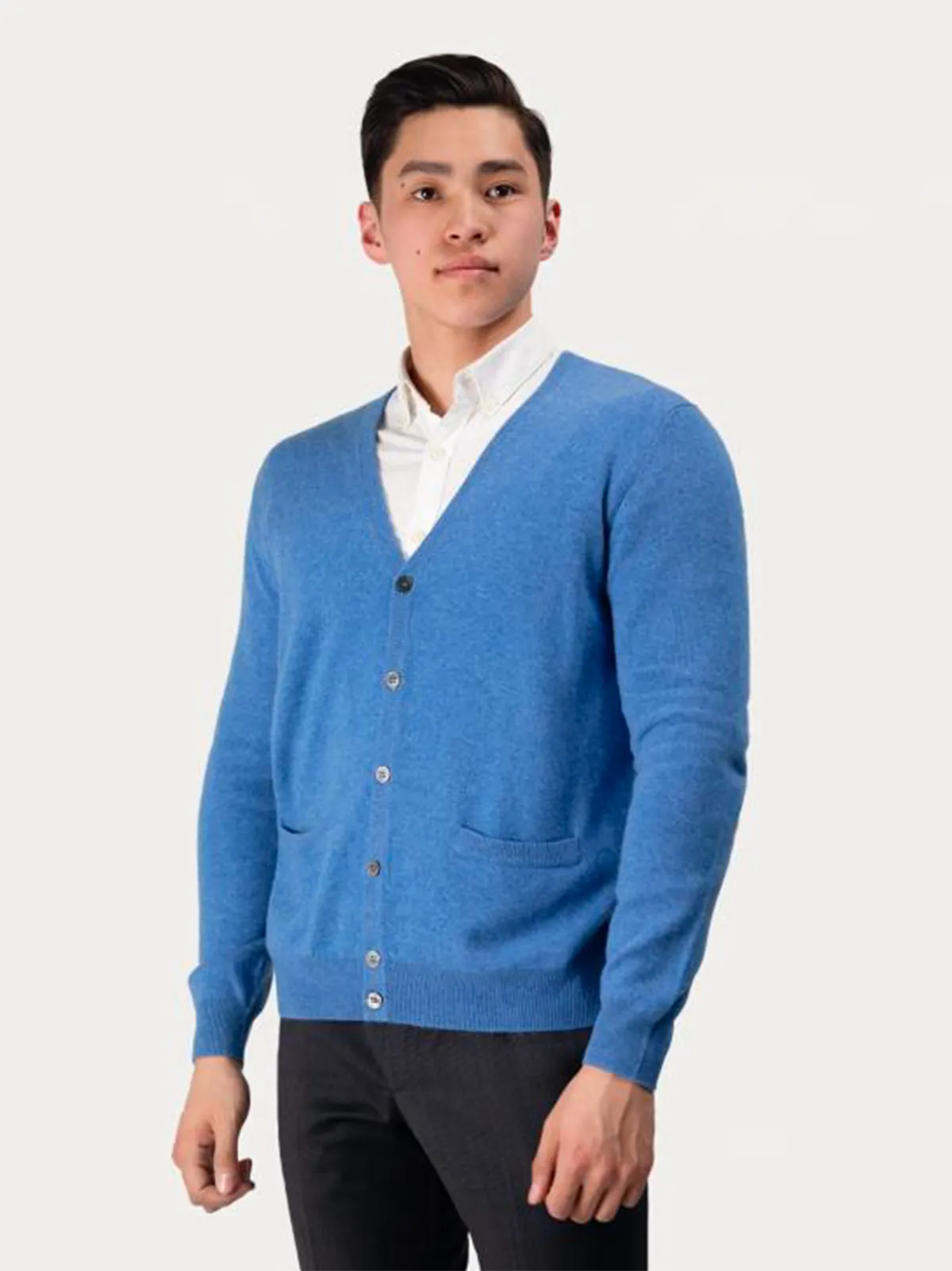 V-neck Cashmere Buttondown Sweater