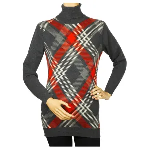 Vintage 1970s Ballantyne Scottish Cashmere Sweater Argyle Pullover Turtleneck M