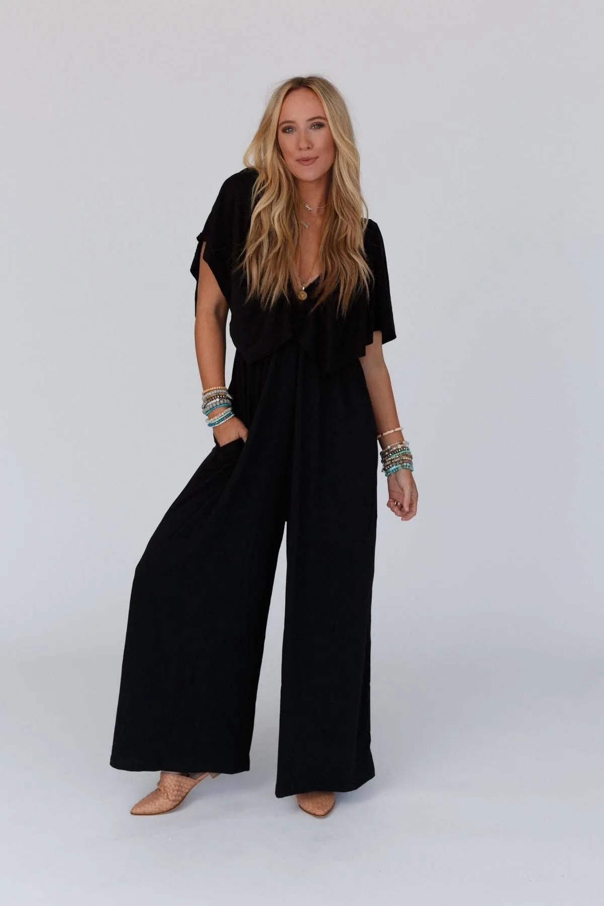 Women's On Repeat Open Back Ruffle Jumpsuit